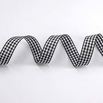 Ribbli Black and White Gingham Ribbon,100% Polyester Woven Edge,5/8 Inch x 10 Yard,Plaid Ribbon,Buffalo Checked Ribbon (Black 1)