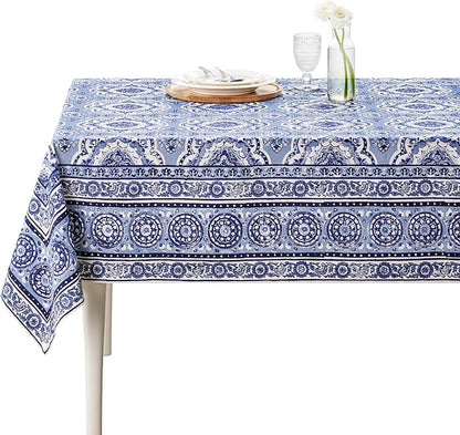 Maison d' Hermine Table Cloth Square Table 100% Cotton 60 x 60 Inches Tablecloth Reusable Decorative for Dining Room Farmhouse Home Valentines Day Decorations Spring Summer - Melodie Bleue
