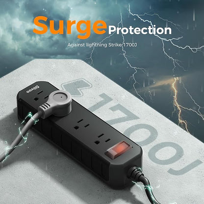 Outdoor Power Strip Weatherproof, 25 FT Extension Cord, Diivoo Waterproof Surge Protector with 4 Outlets 1250W Shockproof Overload Protection, Flat Plug, Black