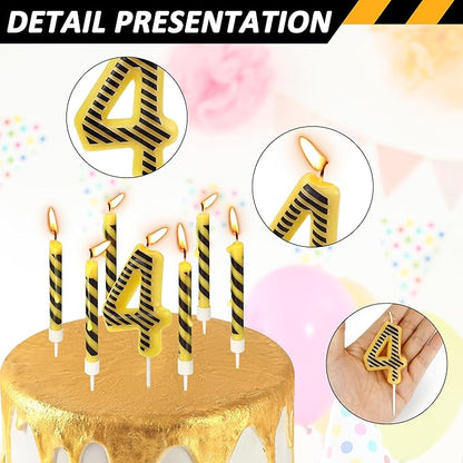 Number 4 Construction Birthday Candles, 12 Pcs Construction Cake Toppers Set, Digger Cake Topper for Birthday Anniversary Party Cake Decorations