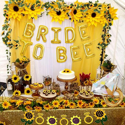 JeVenis Bride to Bee Bridal Shower Decoration Balloons Backdrop Sunflowers Bee Theme Bridal Shower Decorations Wedding Bride to Be Engagement Banner Props