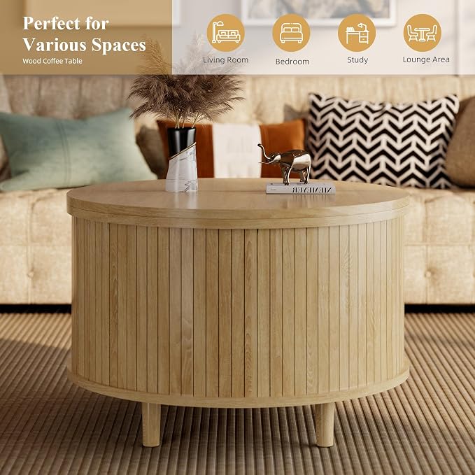 Easyego 31.5" Fluted Round Coffee Table