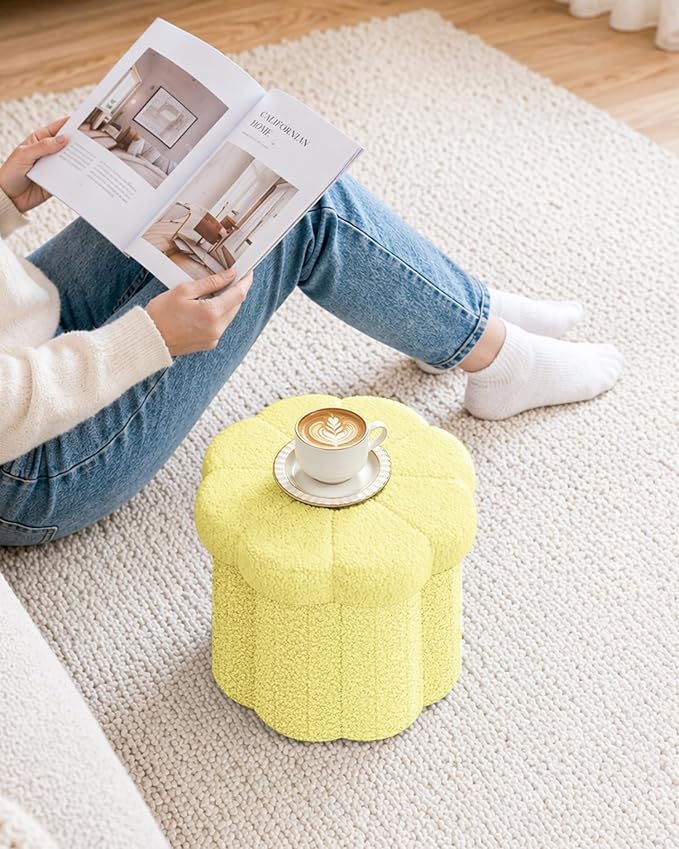 B FSOBEIIALEO Storage Ottoman Foldable, Sunflower Shaped Small Footrest