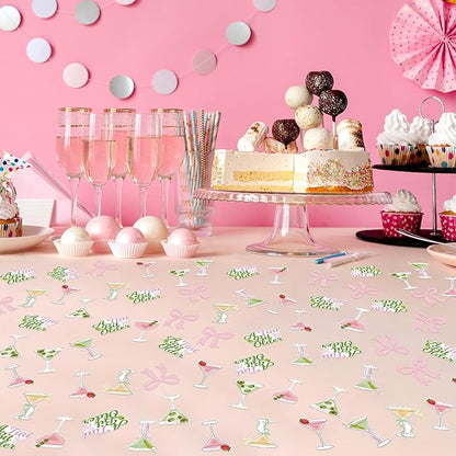 BeYumi Martini Bow Table Confetti - 300Pcs A Tini Bit Older Table Confetti Decorations Colorful Martini and Pink Bows Birthday Paper Decor for Girls Birthday Wedding Bridal Shower Bar Party Supplies