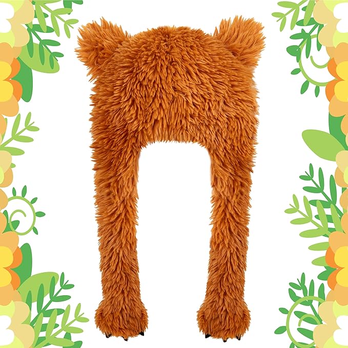 dressfan Plush Animal Hat with Ear Flaps,Novelty Christmas & Birthday Gifts for Adults & Children,One Size Fits All