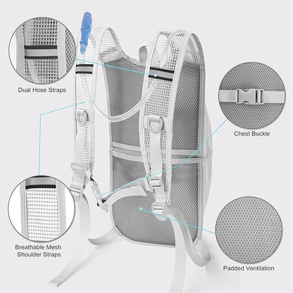 MIYCOO Hydration Backpack - Lightweight Water Backpack with 2L Water Bladder Bag, Running Hydration Vest Backpack for Men Women, Hydration Pack for Hiking, Cycling, Climbing