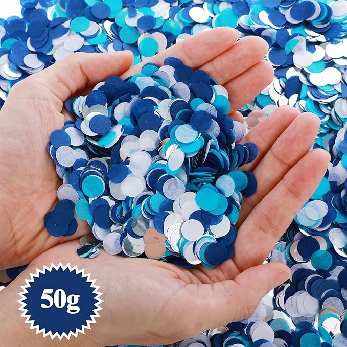 6000 PCS Round Tissue Confetti, 0.39inch Circles Table Paper Dots Confetti Decor 1.76oz for Wedding Balloons Birthday Valentine's Day Parties(Blue)