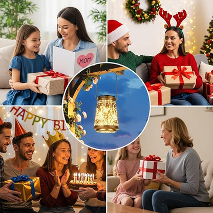 2 Pack Solar Lanterns Outdoor Waterproof Birthday Gifts for Women Mom Grandma, Hollowed-Out Metal Butterfly Hanging Solar Lantern Lights Outdoor Decor, 2 Modes Lights Decor for Yard, Patio