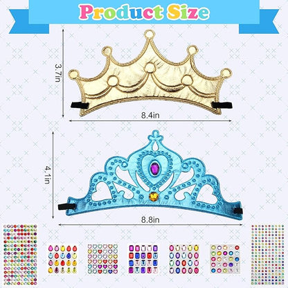 23/24 Packs Foam Princess Crowns and Tiaras, DIY Kit for Birthday Party Favors Hats with Crystal Diamond Sticker
