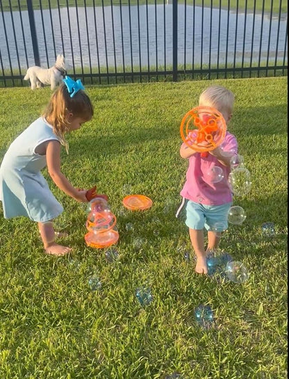 Dinosaur Bubble Blower - Blows Extra Large Bubbles for Kids, Includes Bubble Solution, and Tray - Red