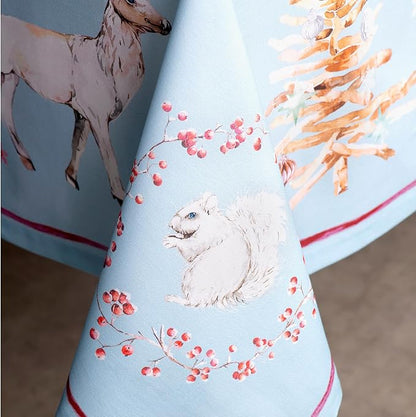 Maison d' Hermine Table Cloth Rectangle Table 100% Cotton 70 x 90 Inches Fall Tablecloth Reusable Everyday Use for Thanksgiving Christmas Decorations Dining Farmhouse Party (Fairy Tale Forest)