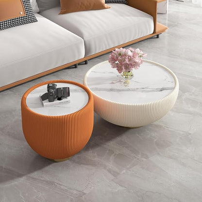SSLine Bowl-Shape Small Coffee Table Modern Sintered Stone Top Coffee Table in