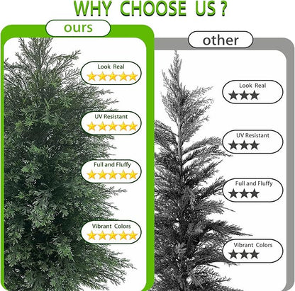 5FT Artificial Topiary Tree with Tall White Planter Beautiful Realistic Faux Cedar Pines Christmas Trees UV Rated Fake Shrubs for Front Porch Faux Plants Indoor and Outdoor Decor (1 Pack)
