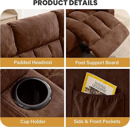 BOSMILLER Reclining Sofa with Cup Holders