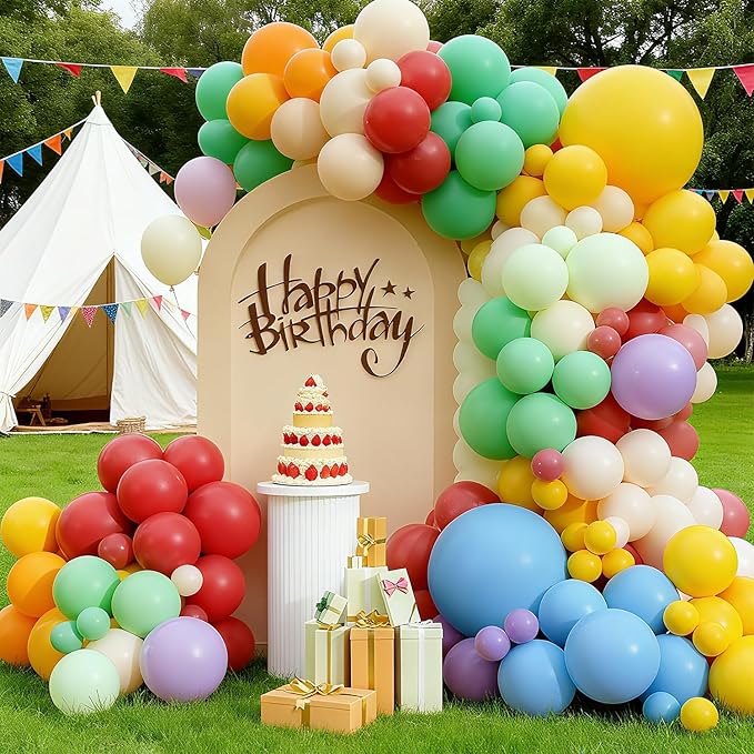 Colorful Balloons Arch Kit, 127pcs Different Size Rainbow Balloons Arch, Globos De Colores for Carnival Xmas Graduation Baby Shower Birthday Party Decorations