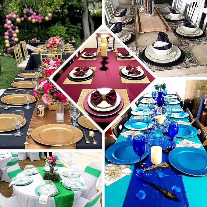 Efavormart 12 pcs 13" Hunter Green Round Charger Plates for Tabletop Decor Holiday Wedding Catering Event Decoration