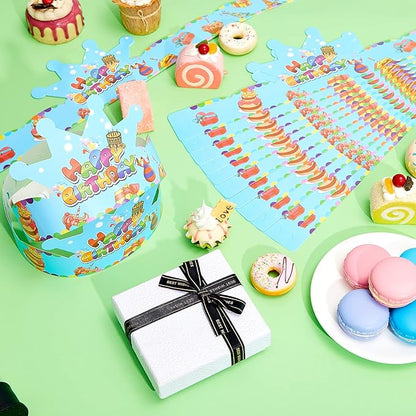 Deakin 50 Pcs Birthday Crowns for Kids Paper Party Hats Colorful Birthday Hat Paper Crowns Family School Party Supplies