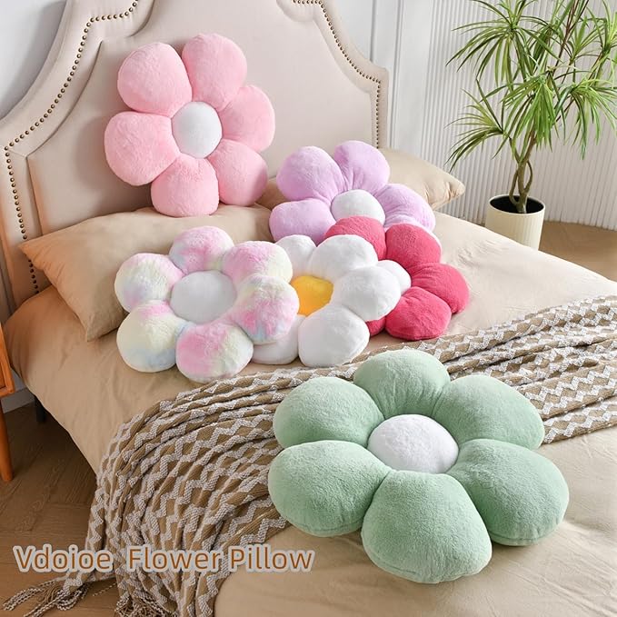 Daisy Pillow, Cute Flower Shaped Decorative Plush Pillow, 15.7In - Perfect for Sofa, Couch, Bed & Reading Tent