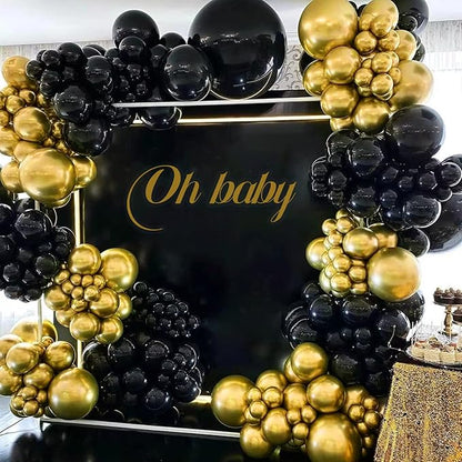 134Pcs Metallic Gold Balloons Different Sizes 5 10 12 18 Inch Chrome Gold Latex Balloon for Birthday Wedding Baby Shower.