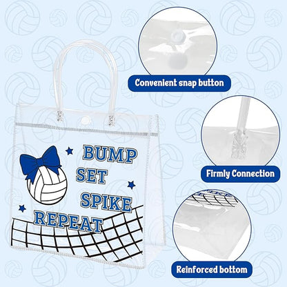 H1vojoxo Volleyball Goodie Gift Bags - 24PCS Volleyball Clear PVC Gift Bags for Team with Handle Bulk Reusable Sport Party Favors Team Birthday Gifts Bag Treat Snack Bag End of Season Gifts Bag