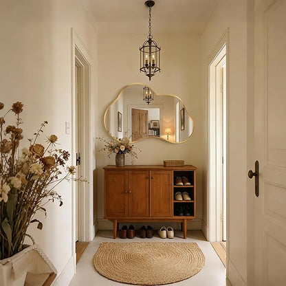 Irregular Wall Mirror with Metal Frame for Living Room, Hallway, Entryway, Bathroom and Dining Room