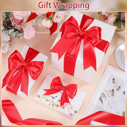 woric Red Ribbon 1 1/2 Inch 60 Yards Red Wedding Decor Satin Ribbons for Bridal Shower Wedding Bridesmaid Gifts Handmade Roses Bows Crafts Flower Bouquet Party Gift Wrapping