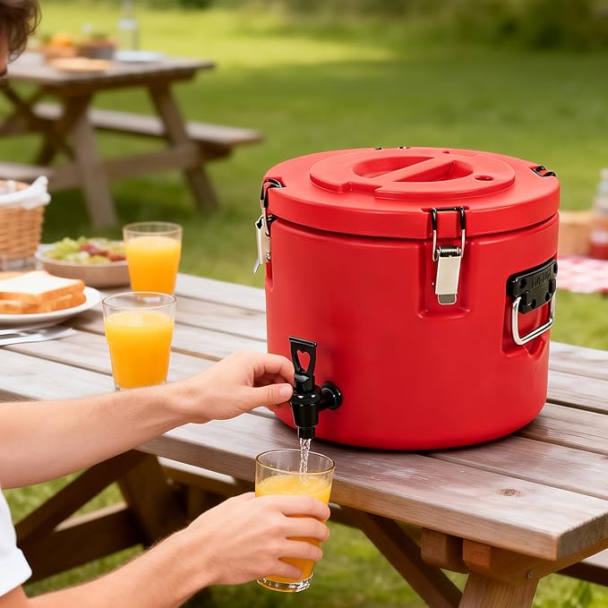 Insulated Beverage Dispenser 4.9 Gal – Large Drink Cooler Server with Spout, Stainless Steel Thermal Container for Camping, BBQ, Party – Keeps Drinks Hot or Cold All Day