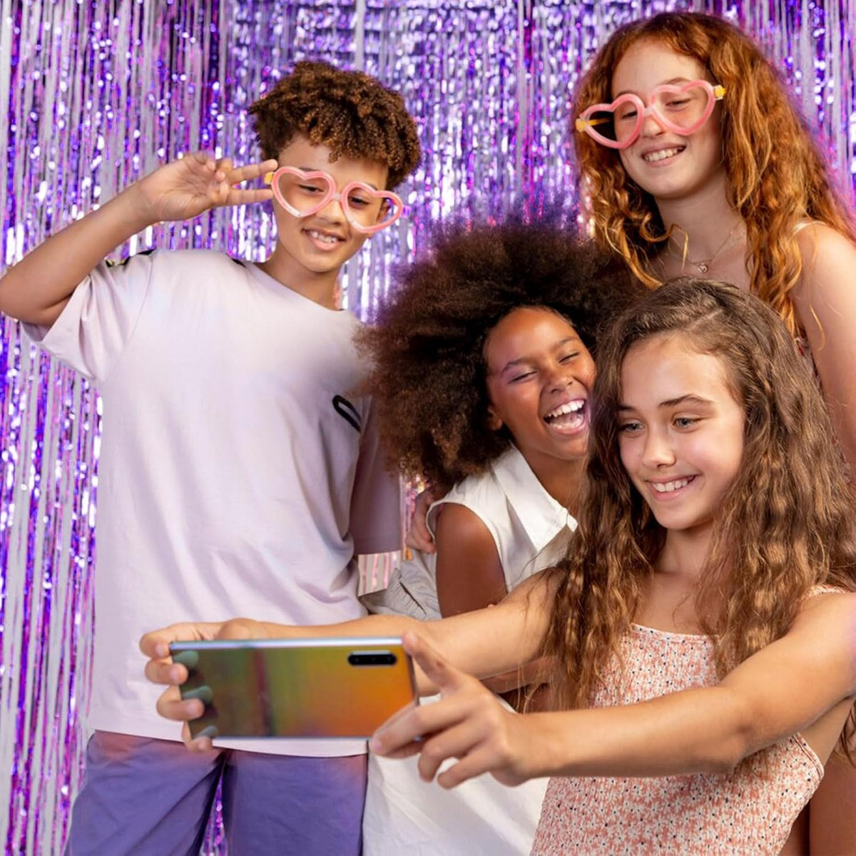 20 Pack Foil Curtain Backdrop Purple Metallic Tinsel Foil Fringe Curtains Photo Booth Props for Birthday Wedding Engagement Baby Shower Bachelorette Christmas Holiday Celebration Party Decorations