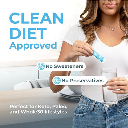 Curly's Clean Energy Caffeine & Electrolyte Sticks - Energize Your Favorite Drink - Keto, Paleo & Whole 30 Friendly - All Natural - No Sugar, No Calories, Non-GMO - 30 Flavorless Liquid Stick Packs