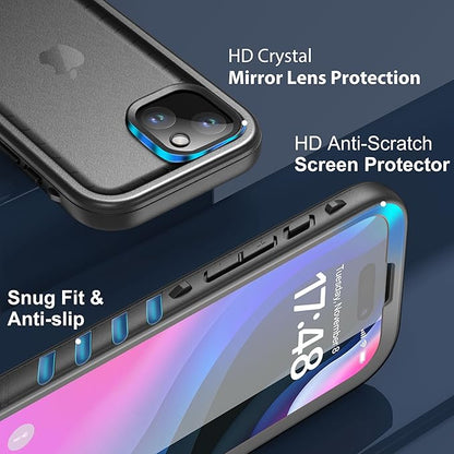SPORTLINK for iPhone 15 Plus Case - IP68 Waterproof Military Protective Full Body Heavy Duty Shockproof 360 Sealed Dustproof with Camera Screen Protector Cover for i Phone 15 Plus 6.7" Black