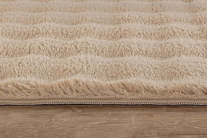 CAMILSON Modern Beige Non Slip Rug 3x5 Ultra Soft High Pile Area Rugs Non Skid Rubber Backing Durable & Easy to Clean Carpet for Living Room Bedroom Kids Room Indoor Use (3 x 5 Beige)