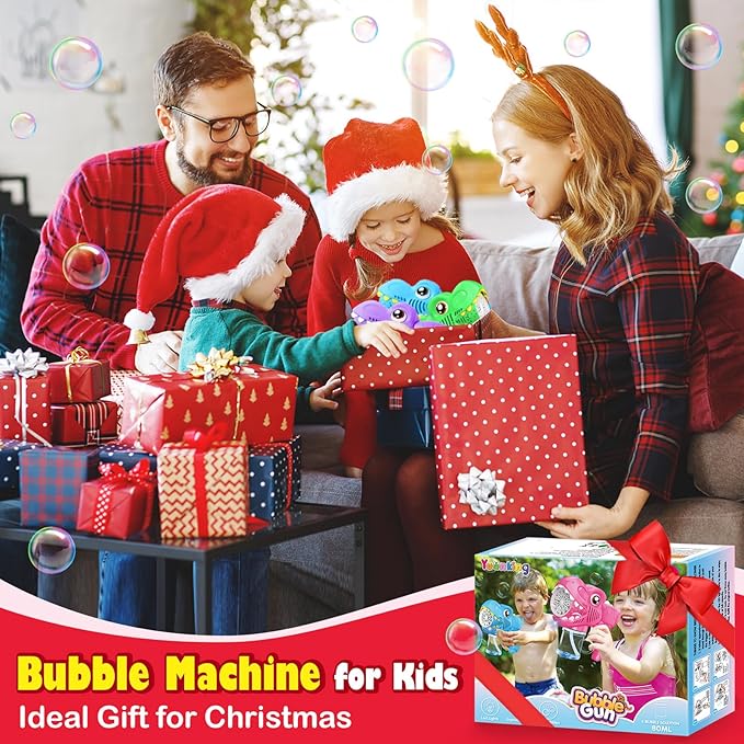 3 Bubble Guns Kids Toys - Rechargeable Bubbles Machine Outside Toys for Ages 3-5 Birthday Gift 3 4 5 6 7 8 Year Old Christmas Stocking Stuffers New Year Eve Gift Easter Valentine (Green+Blue+Purple)