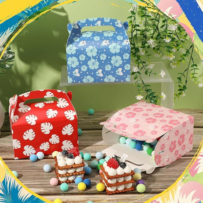 Marspark 30 Pack Hawaiian Themed Cartoon Birthday Party Supplies, Paper Gift Boxes, Cartoon Candy Treat Boxes for Birthday Party Decorations(Flower Pattern)