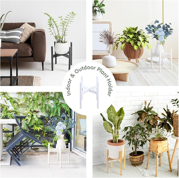 Wood 11.9" x 12.5" Plant Stand Indoor Outdoor, Wooden Single Floor Plant Pot Holder, Natural Plant Stand, Assembly Required (Excluding Potted Plants)