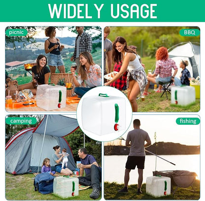 Reallnaive 3 Pcs Collapsible Water Container with Spigot, Foldable Camping Water Container Portable Camping Storage Carrier Jug for Outdoors Hiking Emergency Kit Backpack (5.3 Gallon,Green,Red)