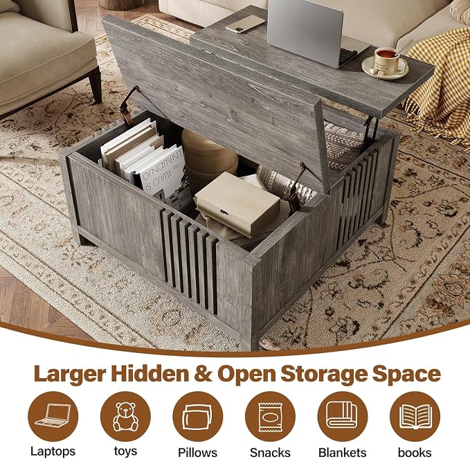 knoworld Farmhouse Lift Top Coffee Table