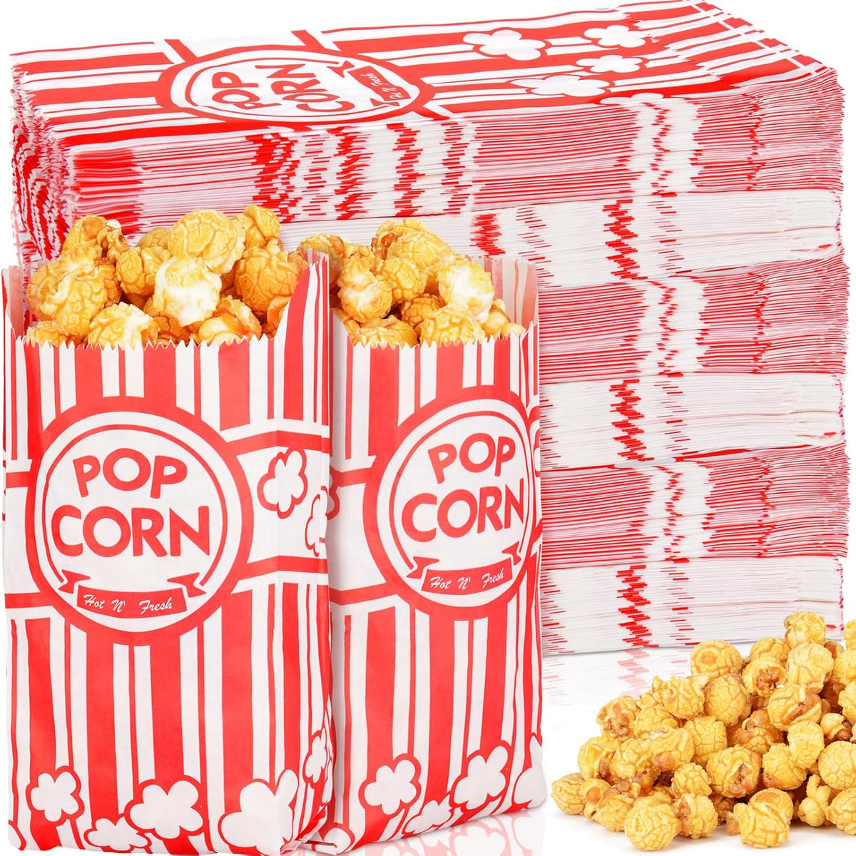 1000pcs Paper Popcorn Bags for Party, 1 Oz Small Vintage Individual Servings Popcorn Container Pop Corn Bags Bulk for Popcorn Machine Accessories Supplies Movie Nights (1000)