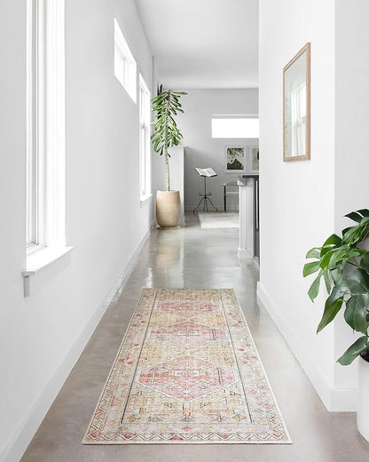 Loloi II Skye Collection SKY-04 Gold/Blush 2'-6" x 7'-6" Runner Rug