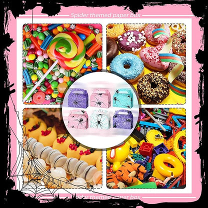 Kosiz 30 Pcs Spider Party Favors Spiderweb Birthday Party Supplies Cartoon Candy Box Pink Spider Boxes Gift Spiderweb Theme Activity Favors Goodie Bags Snack Box Candy Bags Pink Purple Blue