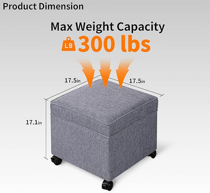 Adeco 17.5 Inch Square Storage Ottoman