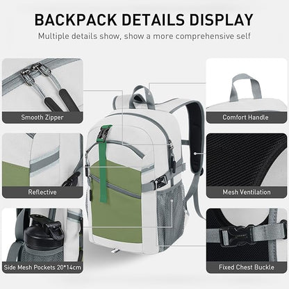 Small Hiking Backpack,20L Lightweight Travel Daypack,Ideal for Hiking,Traveling and Outdoor Adventure,White