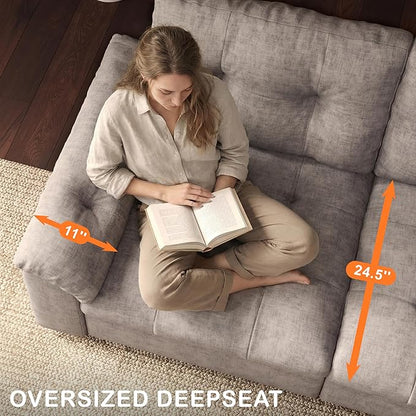 Oversized Modular Sectional Sofa with Storage, Modern Deep Seat Cloud Couch for Living Room, L-Shaped Large Sectional Couch, 4 Seater, Gray