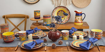 Bico Tunisian Salad Plates Set of 4, 8.75 Inch Ceramic Dessert Plates for Salad, Appetizer, Side Dishes, Microwave and Dishwasher Safe, Gift for Housewarming and Thanksgiving