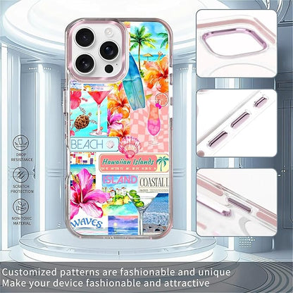 Case for iPhone 16 Pro Max,[Compatible with MagSafe],Coastal Beach Cover Coquette Collage Phone Case Design，for Women Girls Magnetic Clear Cover - Slim, Sleek, & Shockproof Protection