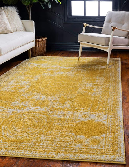 Unique Loom Bromley Collection Area Rug - Wells (2' x 3' 1" Rectangle, Yellow/ Ivory)