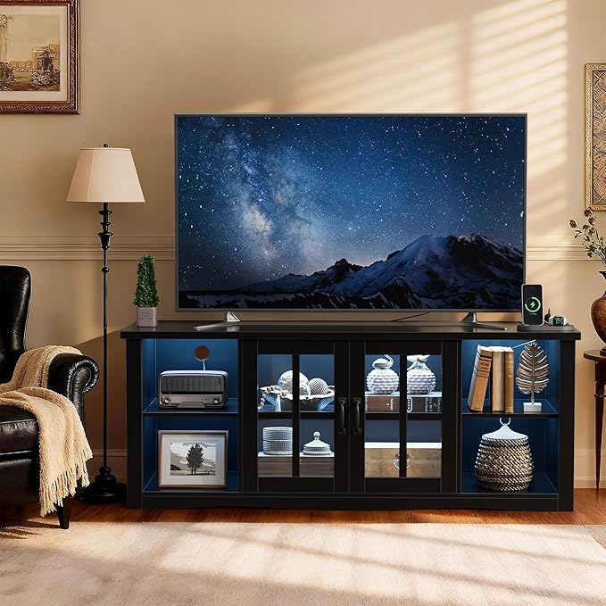 YESHOMY Farmhouse LED TV Stand
