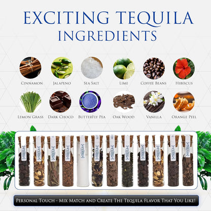 Tequila Gifts for Men – Tequila Making Kit - Bourbon Old Fashioned Infusion kit - Includes Bottles, Wood Chips, Botanicals – Perfect for Men & Women – Lover Gifts (No Alcohol Included)