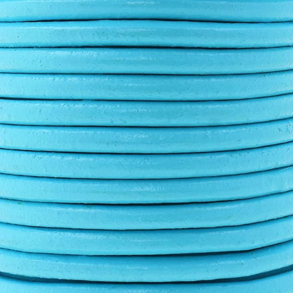 Mandala Crafts Round Genuine Turquoise Leather Cord for Jewelry Making – 4mm Cowhide Leather Rope String Lace for Kumihimo – 11 Yards Cowhide Craft Cording Spool