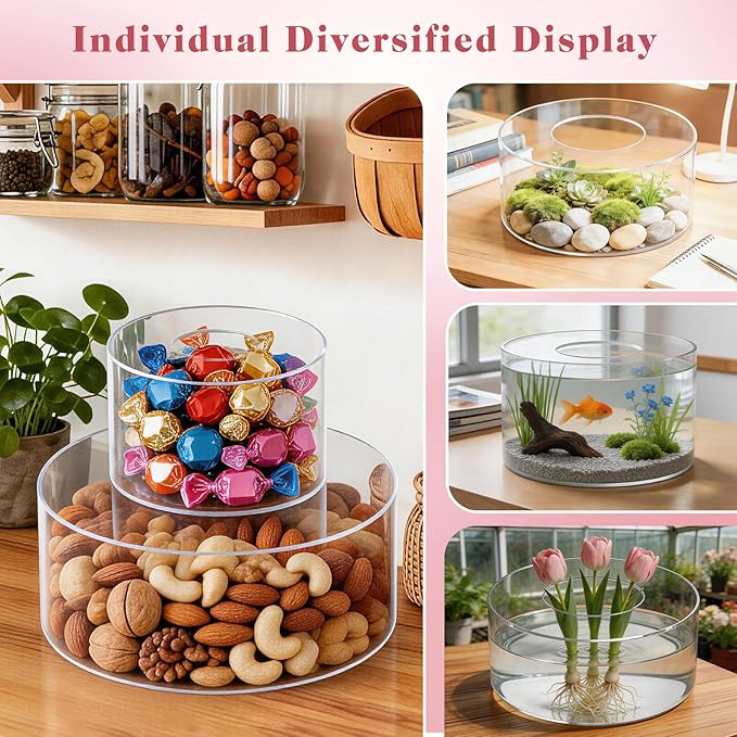 SAMYUCHO 2 Pcs Acrylic Cake Stand 6" Dx4 H 10" Dx4 H with Led Lights for Party Wedding Cake Stand Clear Cake Cupcake Display Stand Centerpiece Tier Floating Cup Cake Supports Stands for Stacking