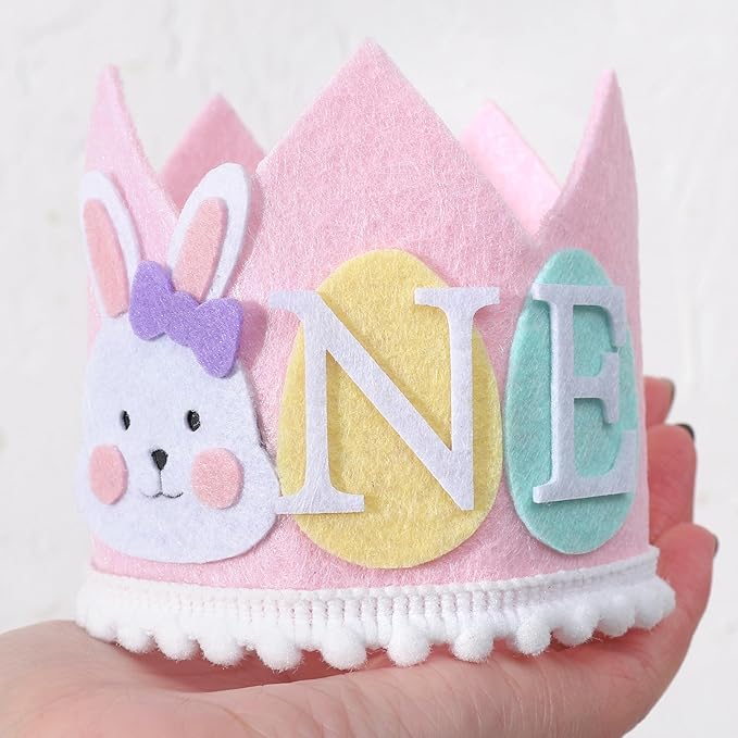 Some Bunny 1st Birthday Crown - Easter Rabbit Hat and Spring Decoration for Girls